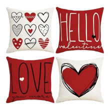 Valentinstag-KissenbezüGe, DekokissenbezüGe, Valentinstag-Dekor, 4Er-Set, KissenbezüGe, Jahrestag, Hochzeit, Kissendekoration