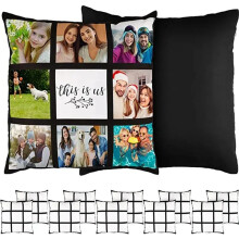 6Pcs Sublimation Blank Panel Pillow Case DIY Polyester Cushion Cover 9 Photo Heat Transfer Printing Throw Pillowcase,L