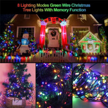 8 Modes Christmas Fairy Lights for Wedding Bedroom Walls Garden Trees Decoration 50m LED Lights 110V US Plug
