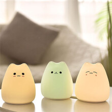 Cat Night Light Cartoon 7 Cores Sleep Lamp Touch Table Lamp Decoração de Quarto, Gatos Bonitos