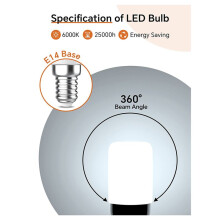 KüHlschrank-GlüHbirne, 1,5 W E14 LED-GlüHbirne, 150 Lm Kaltweiß 3000 K, Energiesparende GlüHbirnen, für KüHlschrank, Dunstabzugshaube, 4Er-Pack