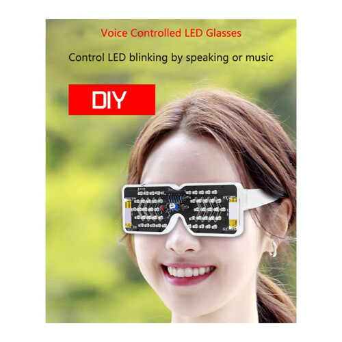 Voice Activated LED Light Emitting Glasses Making Kit Light-Emitting Diode Light DIY Electronic Kit Soldering Assembly,A