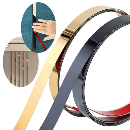 Mirror Self-Adhesive Flat Decorative Lines Strip Wall Sticker Background Wall Study Ceiling Edging Gold 1