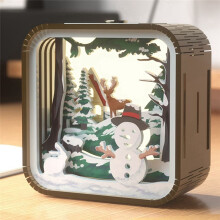Nightlight Gifts Hand Touch Cartoon DIY Wooden Stereo Atmosphere Lights Graduation Season Gifts Christmas Snowmans