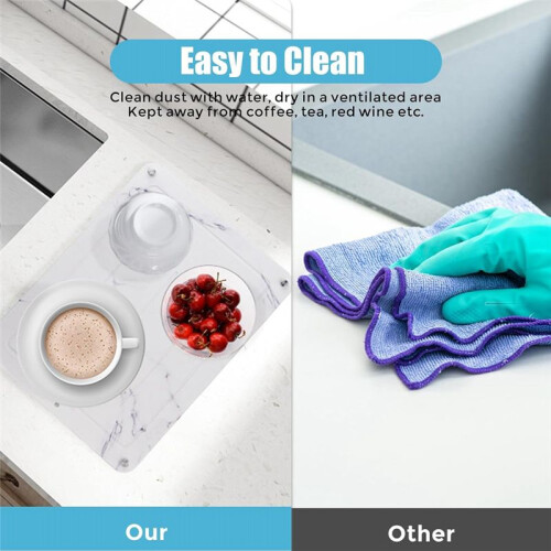 Stone Drying Mat for Kitchen Counter Marble Stone Dish Drying Mat Dish Drying Stone for Kitchen Counter Dish Drying Mat 2