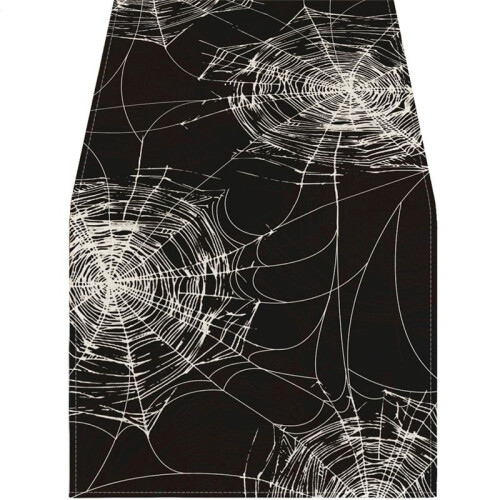 Pastoral Halloween Table Cloth Spider Web Black Suitable for Halloween