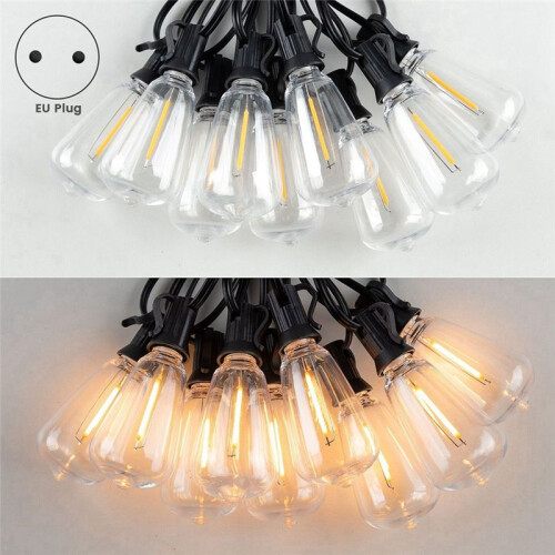 ST38 LED Light String Patio Shatterproof Lights Waterproof Light String for Bistro Porch Deck Backyard EU Plug D 1
