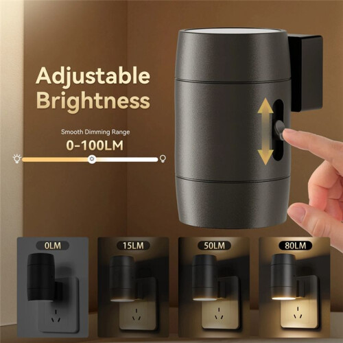 2Pcs LED Night Light Plug in Wall Lamp Sensor Adjustable Brightness Dimmable Night Lights for Hallway Bedroom US Plug 2