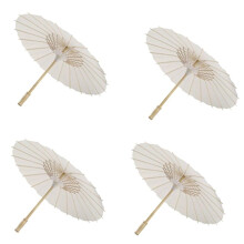 4 STUKS Papieren Parasol Strandparaplu Wit DIY Paraplu Fotografie Props voor Baby Douche Feestjes Bruiloft 60cm/23.6inch