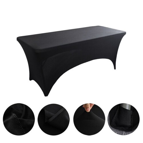 Tablecloths for Rectangular Tablecloths,Stretch Fit Tablecloths,for Events, Cocktail Parties Black 2