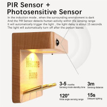 Key Hook Storage Light Entry Garden Wall Lamps Solid Wood Night Lights Body Sensor Lights Wall Lamps Wiring Decoration A