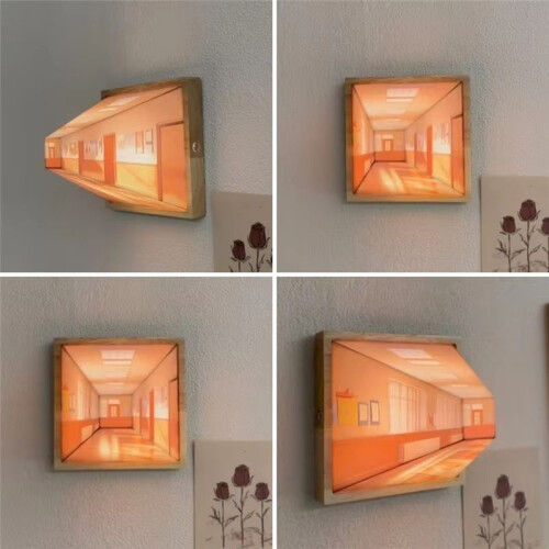 3D Stereoscopic Visual Wall Lamp Bedside Decorative Lamps Scene 3D Effect Color Changing DIY Wall Lamps B