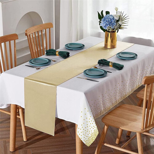 Disposable Plastic Tablecloths Satin Table Runner Set Dot Tablecloth Satin Table Runner for Party,D