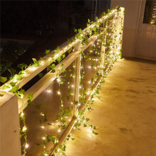 32.8 Ft 100 LED Green Ivy Leaves Fairy String Lights, 2 Pack Solar Powered String Lights, for Garden, Patio, Yard, Party