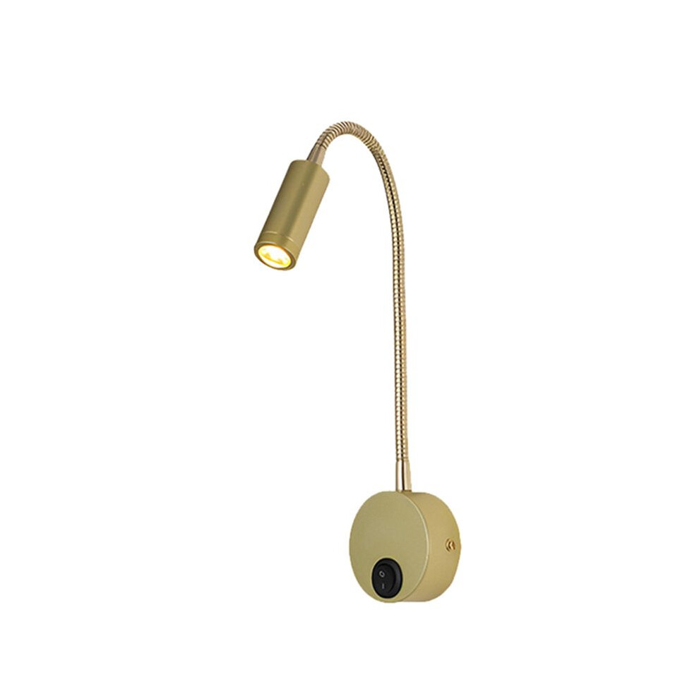 Jojomino Led 3W Warm 3000K Gooseneck Wall Lamp Ac85-265V Wiring Type Bedside Lamp With Rotating Adjustable Spotlight D White