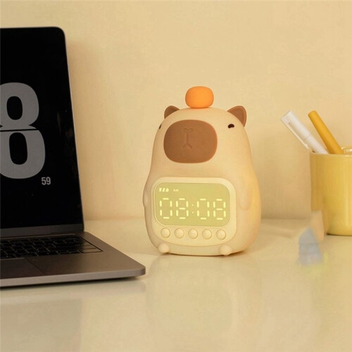 Themed Bedside LED Snooze Clock,Rechargeable Nightlight,Touch Control-the Perfectgift for Students and Children 2