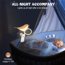 Lâmpada para Pássaros Pequena, Luz Noturna para Pássaros Regulável e Sem Fio, Controle de Sensor de Toque Recarregável Por USB e Lâmpada de Mesa