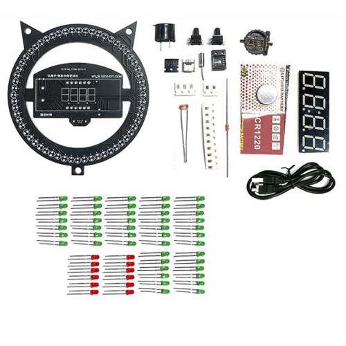 DIY Electronic Kit Clock with Rotating LED DS1302 Display  Temperature Learning Soldering Project Practice Solder C