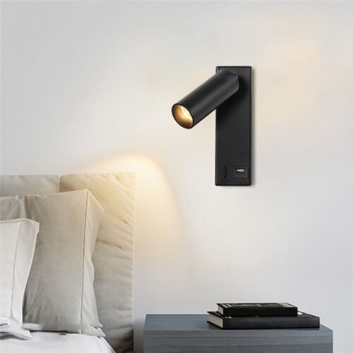 3W LED Wall Lamp Embedded and Rotatable Reading Light USB Focus Light for Bedroom Bedside Study 3000K Bronze 2