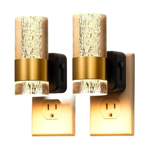 LED Night Lights Plug Into Wall 2-Pack, 3000K Plug in Night Light Dusk to Dawn Sensor, Adjustable Brightness EU Plug 1