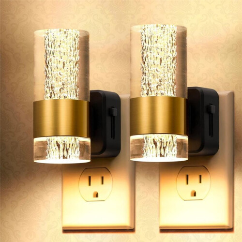 LED Night Lights Plug Into Wall 2-Pack, 3000K Plug in Night Light Dusk to Dawn Sensor, Adjustable Brightness EU Plug 2