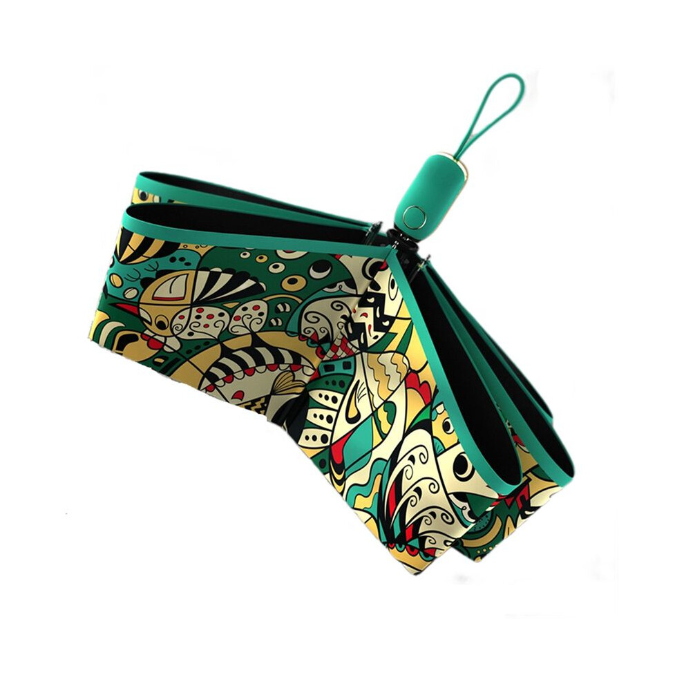 Automatic Umbrella For Women Style Folding Sun Umbrella Shade Uv Protection Flat Parasol Umbrellas Green 6031891383624
