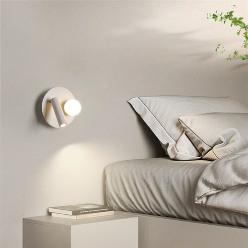 Adjustable White Wall Lamp with 350 Rotation, Backlight,  - Ideal for Hotel Bedroom, Bedside, Study & Reading 2