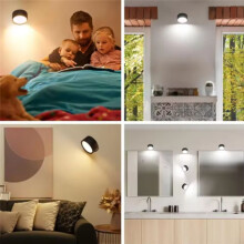 LED Wall Mounted Lights with Remote Wireless Magnetic Wall Sconces Dimmable USB Rechargeable for Bedroom Bedside Light,B