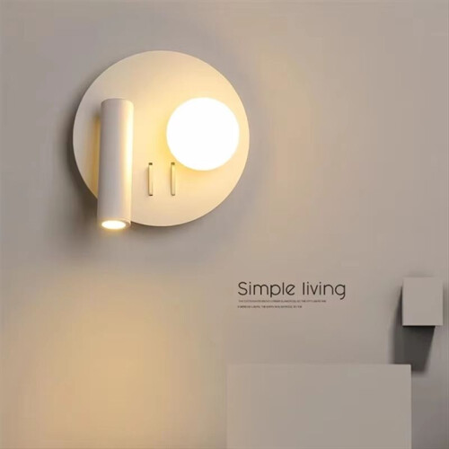 Adjustable White Wall Lamp with 350 Rotation, Backlight,  - Ideal for Hotel Bedroom, Bedside, Study & Reading 2