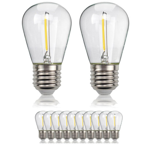 10 Pcs Shatterproof LED String Lights Warm White 2700K E27 Base Waterproof for Indoor Outdoor Use 2