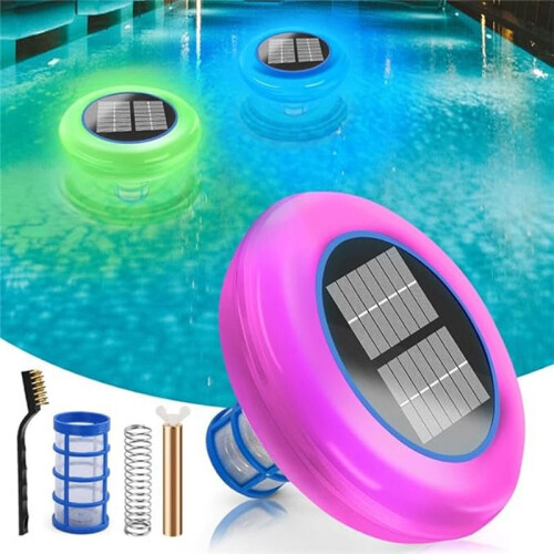 Upgraded Solar Pool Lonizer Floater Copper Pool Ionizer Auto Switching LED Night Light with Replaceable Filter Cartridge 1