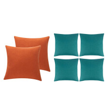 6 Pcs Outdoor Waterproof Throw Pillow Covers Water Resistant Garden Chair Cushion Case, 2 Pcs Orange & 4 Pcs -Green