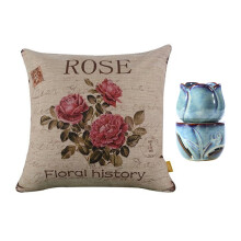 Vintage Floral/Flower Flax Decorative Throw Pillow Case with Aromatherapy Furnace Candle Lamp Decoration