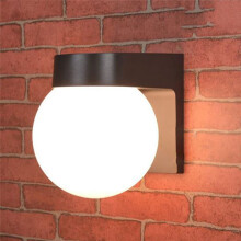Moderne Loft-LED-Außenwandleuchte, Schwarz-Weiß-PC-Sockel, Milchiger Acryl-Lampenschirm, E27-Kugel-Außenwandleuchte, Wandleuchte