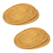 4 Pcs Oval Rattan Placemat,Natural Rattan Hand-Woven,Tea Ceremony Accessories,Suitable for Dining Room, Kitchen,Etc
