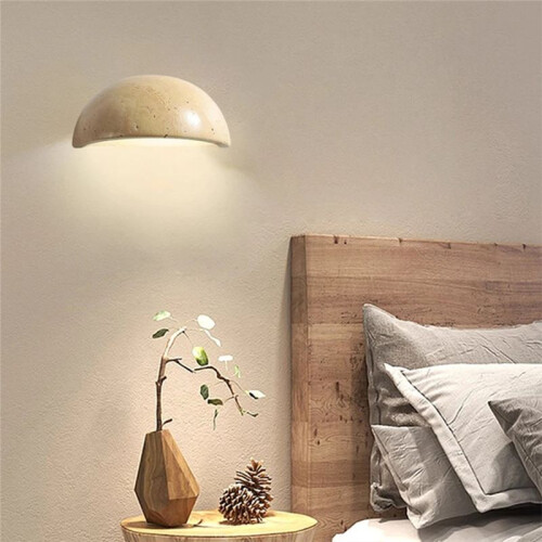 Half Circle Natural Stone LED Wall Light Retro Bedroom Bedside Lamp Corridor Background Wall Light 1
