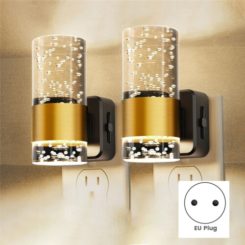 LED Night Light,Dimmable Night Lights Plug Into Wall, 2 Pack Acrylic Nightlight with 0-100 LM Adjustable Brightness (EU)
