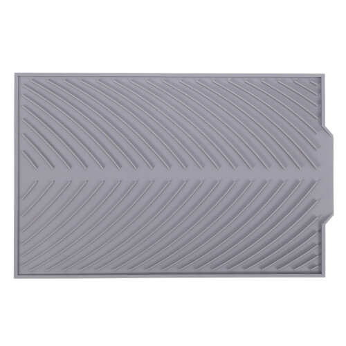 2X Silicone Dish Drying Mat Flume Folding Draining Mat,Rectangle Drain Mat Drying Dishes Pad Gray 1