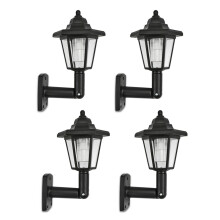 4 x Solar Powered LED Outdoor Garden Fence Wall Lantern Light Lamp Light Sensor