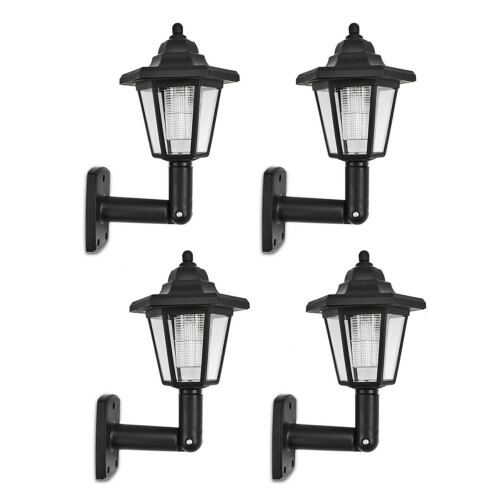 4 x Solar Powered LED Outdoor Garden Fence Wall Lantern Light Lamp Light Sensor
