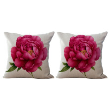 2X Vintage Floral / Flor de Lino Decorativo Throw Pillow Case Funda de Cojin Inicio Sofa Decorativo Rosa