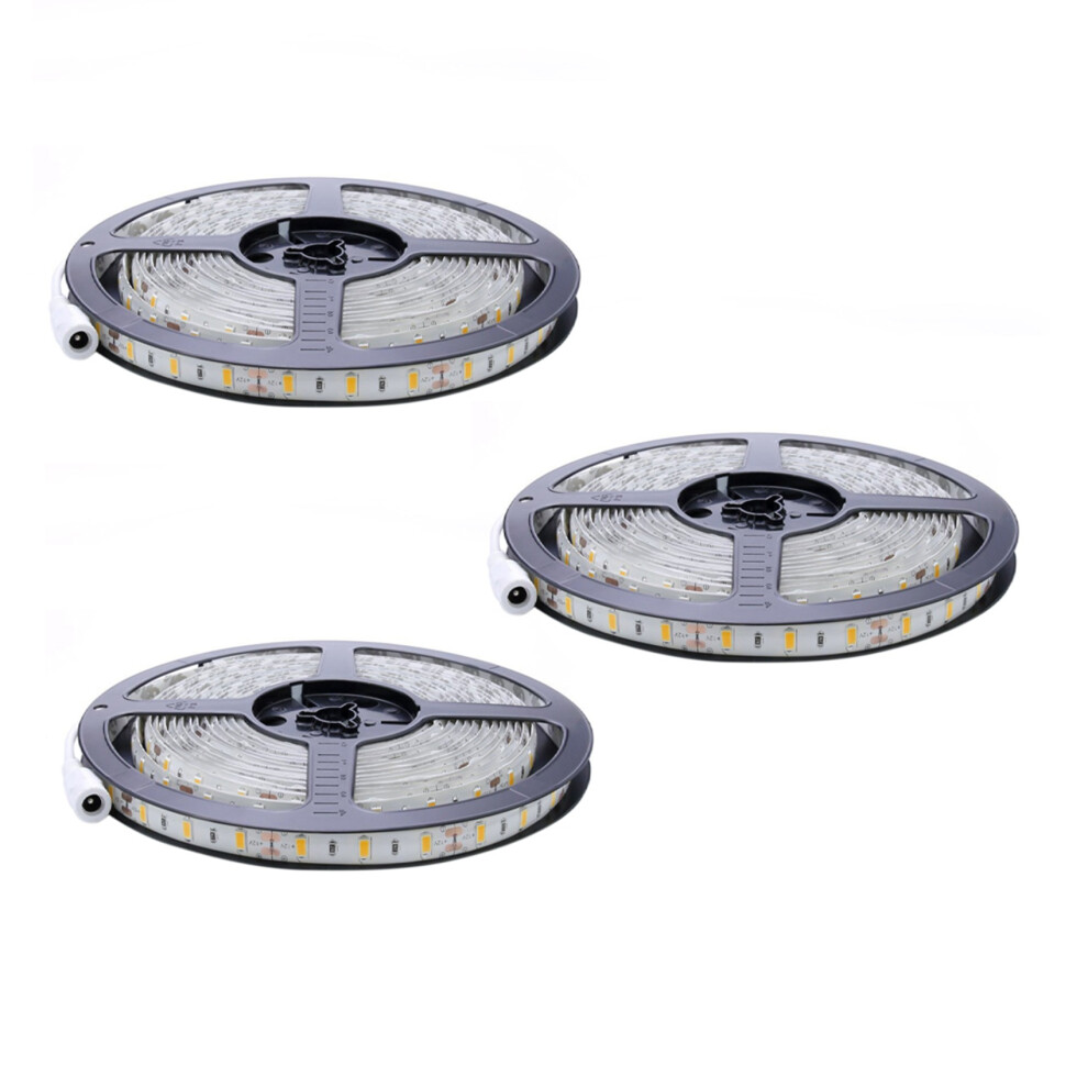 3X Flexible 5M 12V 36W Smd 2835X300 Leds Ip20 Warm (3000K) Led Strip Band Lights White 6034112348198