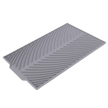 3X Dish Drying Mat Flume Folding Draining Mat,Rectangle Drain Mat Drying Dishes Pad Heat Resistant Non-Slip Tray Gray