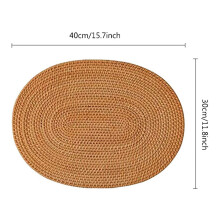 4 Pcs Oval Rattan Placemat,Natural Rattan Hand-Woven,Tea Ceremony Accessories,Suitable for Dining Room, Kitchen,Etc
