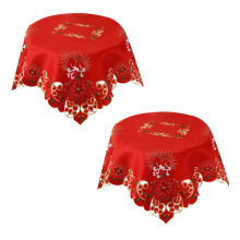 2X ŚWiąTeczny Haftowany Obrus, OkrąGłY Obrus z WycięCiem, do Restauracji Dinning Xams Party Banquet Events, 33 Cale