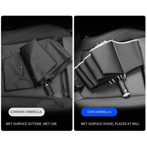 2X Automatic Reverse Umbrella Inverted Reflective Folding LED Light Safe Night Windproof Frame for Men Women Umbrellas 2
