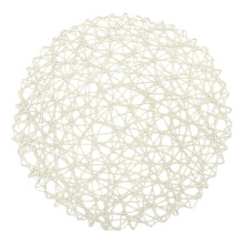 Round Paper Fiber Woven Place Mats Decorative Braided Natural Mat Holidays Parties Decor 15 inch Set Of 12 (White)