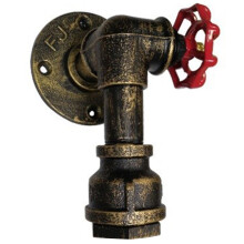 Vintage Wasserrohr Wandleuchte Wasserhahn Form Steam Punk Loft Industrie Eisen Rost Retro Home Bar Dekore Rostiges Gold