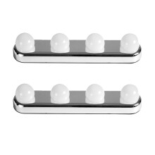 2 Piece 4 Bulb Punch-Free Led Mirror for Makeup Installation Suction Cup Vanity Battery Powered Bathroom Wall Lamp
