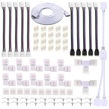 LED-Stripconnectorset voor 5050 10 mm 4-Pins RGB LED-Strip, 2-Wegsplitter, Doe-Het-Zelfaccessoires voor RGB LED-Stripverbinding